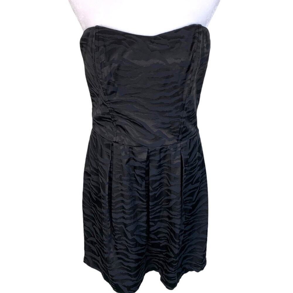 Speechless Juniors Sz 13 Dress Strapless Black Patterned Elastic Back
